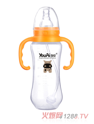幼愛PP標口帶柄自動吸葫蘆奶瓶240ml