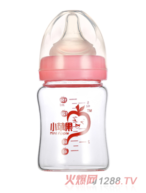 小蘋果晶鉆玻璃奶瓶150ml