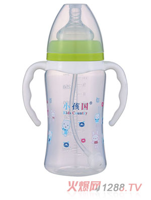 小孩國寬口直身自動(dòng)PP奶瓶300ML