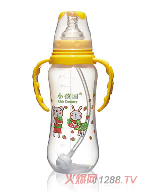 小孩國標口自動弧形PP安全奶瓶黃色300ML