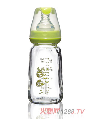 小孩國(guó)初生標(biāo)口玻璃奶瓶綠色120ML